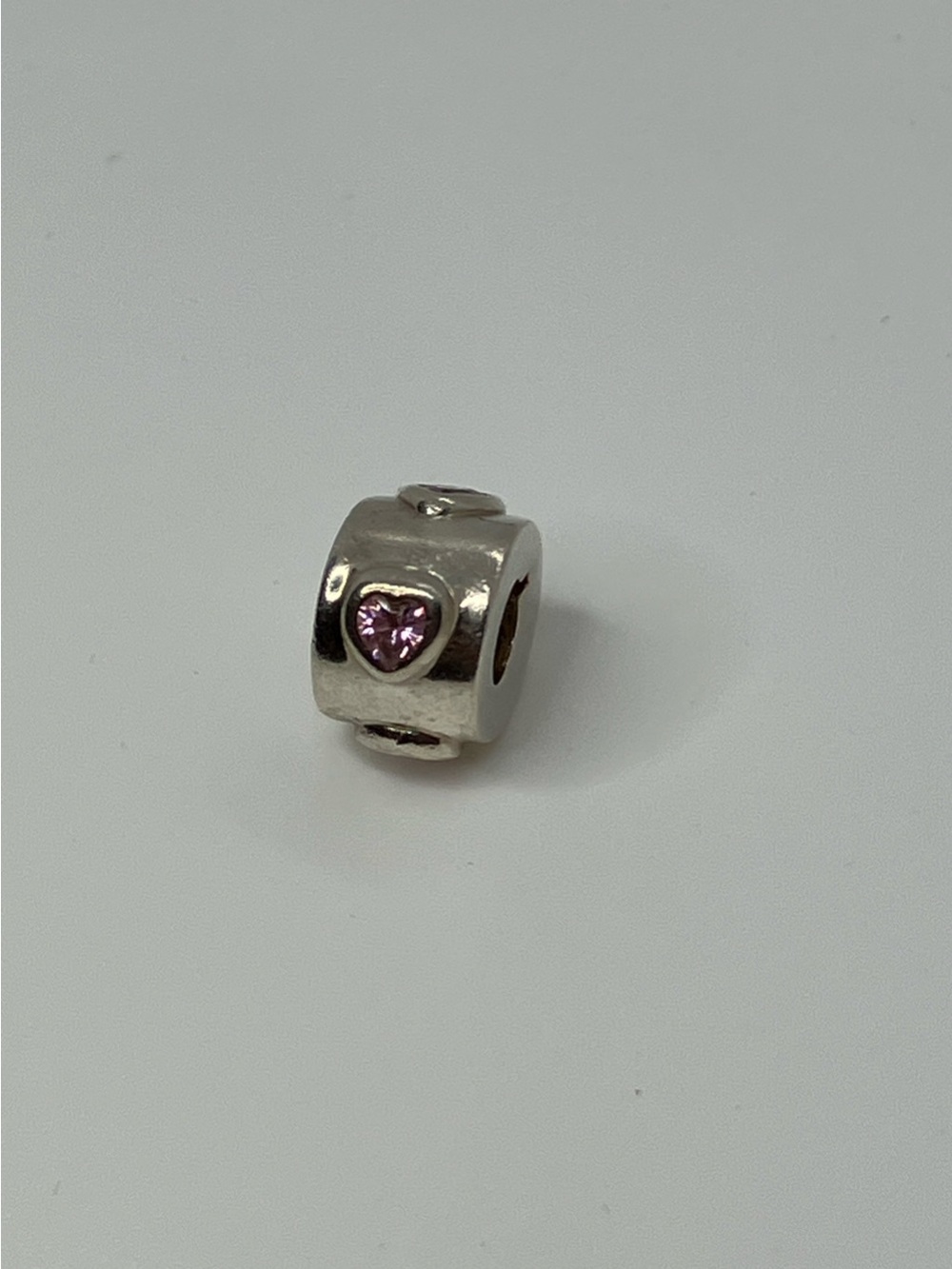 Halia 925 Sterling Silver & Pink Cz Hearts Charm